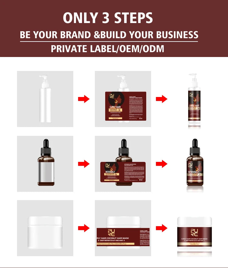 PURC Coconut Oil Hair Care Set – Shampoo, Conditioner & Mask