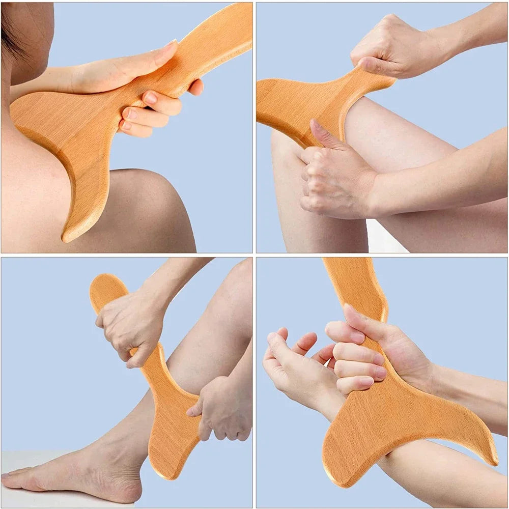 Wooden Therapy Massage Tools – Anti-Cellulite Gua Sha Roller & Cup Set