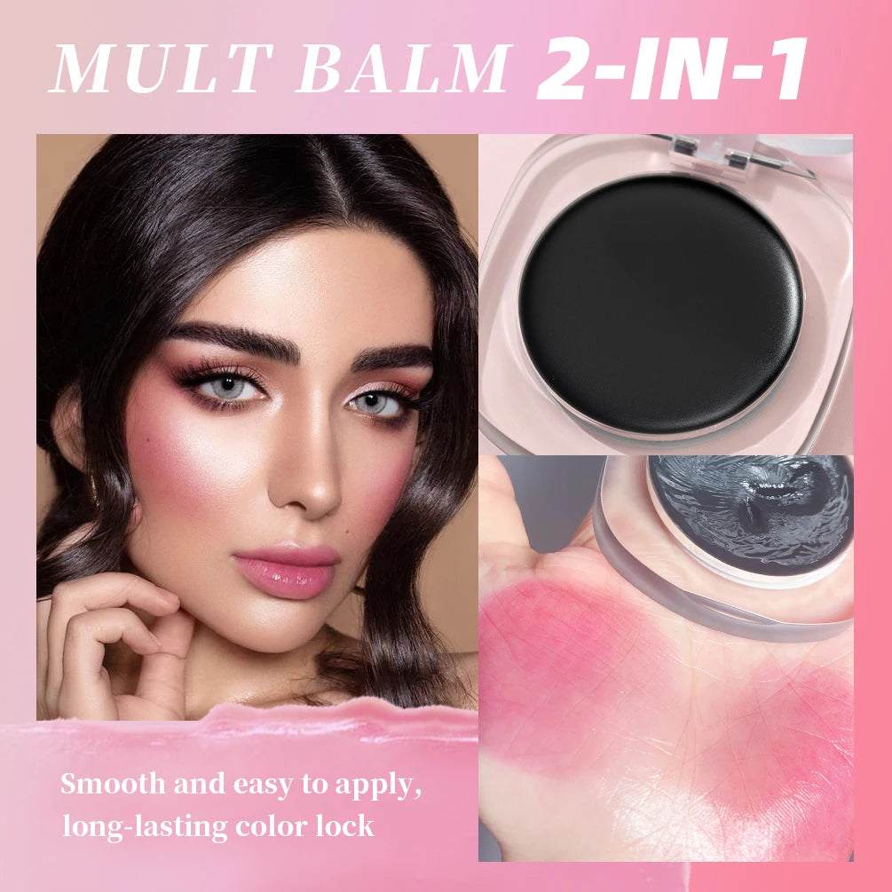 QIBEST 3-in-1 Lipstick – Blusher & Eyeshadow Stick