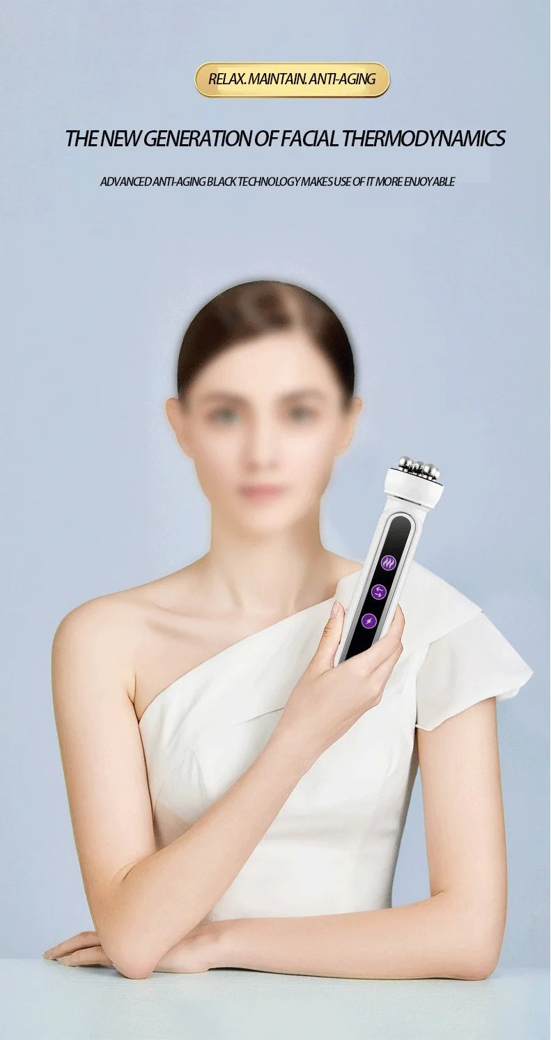 EMS Microcurrent Facial Heating Body Eye RF Face Lift Pulling Electric Rotating Roller Massage Beauty Device