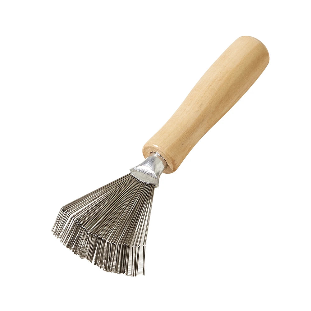 Metal Wire Hairbrush Cleaner – Wooden Handle Comb Rake