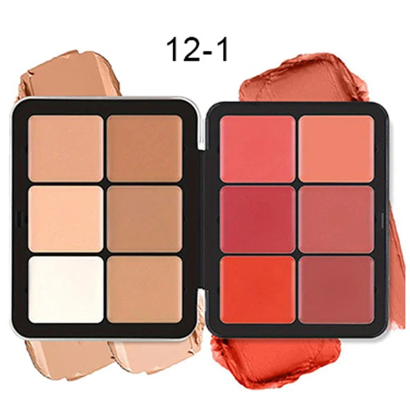 12-Color Concealer & Blush Palette – Matte Highlight & Contour