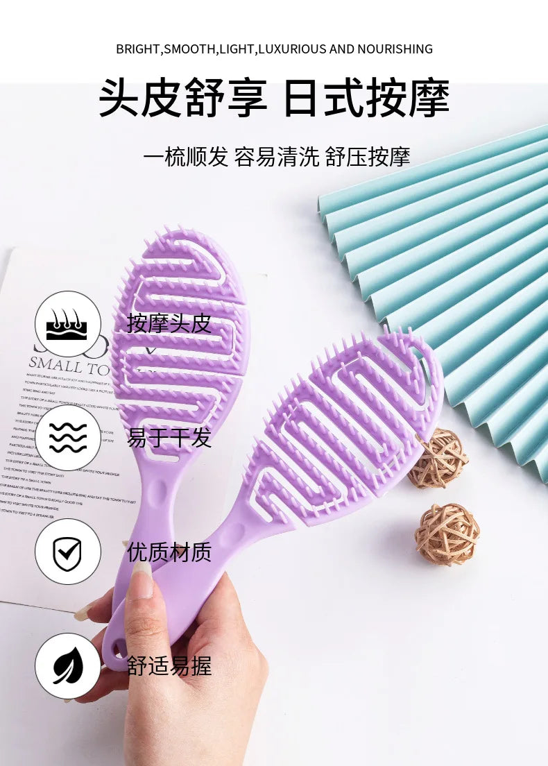 Self-Cleaning Massage Comb – Anti-Static Hairbrush for Women