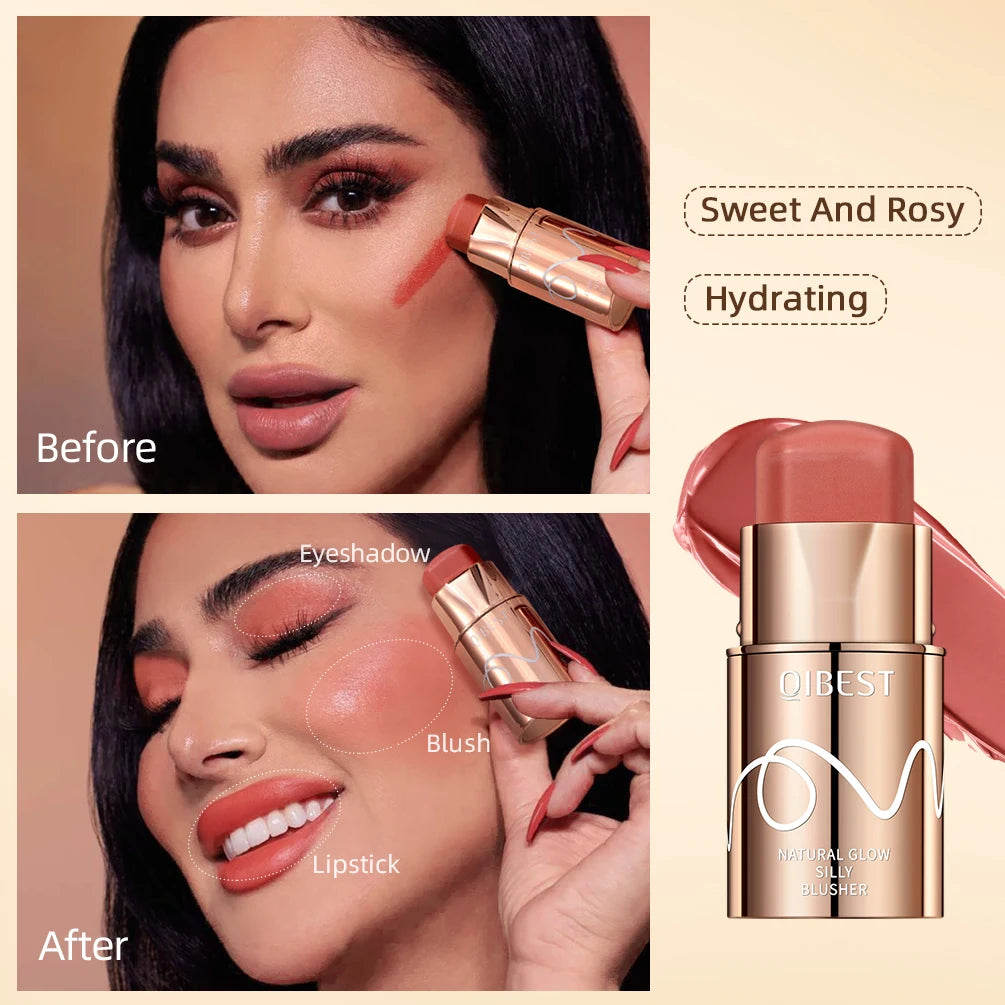 QIBEST Cream Blush Stick – Matte Multi-Use Face & Lip Tint