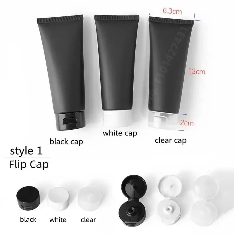 Empty Matte Black Tubes – 100ml Cosmetic Squeeze Bottles