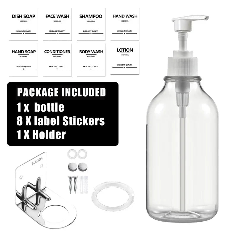 Wall-Mounted Shampoo & Conditioner Bottle Set – 500ml