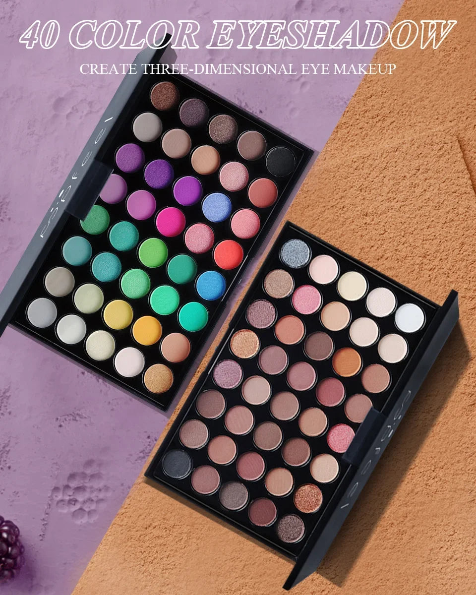 40-Color Eyeshadow Palette – Matte, Glitter & Shimmer