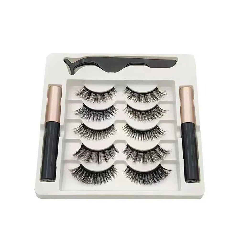 5 Pairs Magnetic Eyelashes Set – Eyeliner Kit