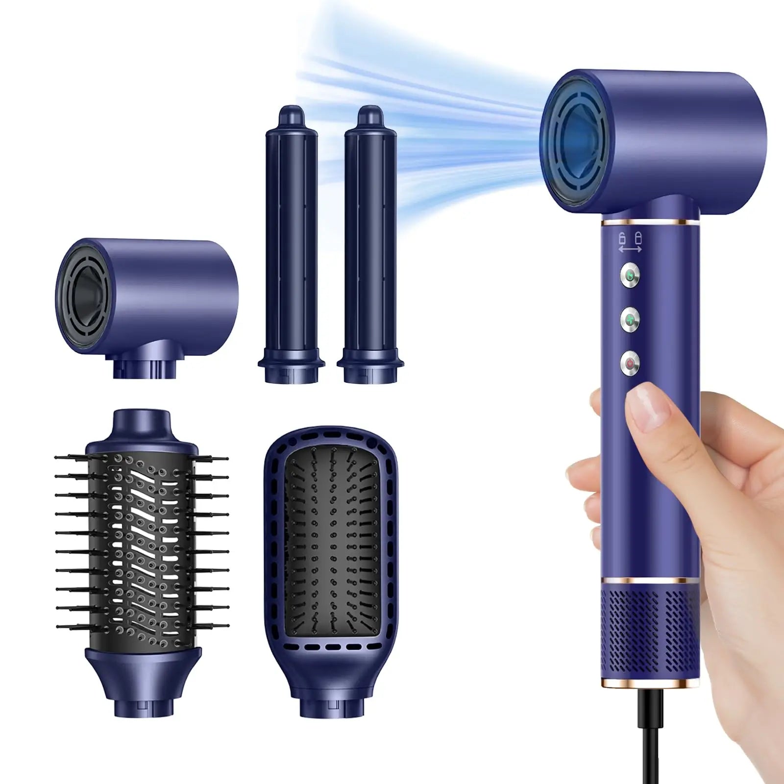 Professional 5 in 1 Hair Styler Hot Air Pick Electric Comb Hot Air Brush Hair Multi Style Airbrush Automatic Curling Iron