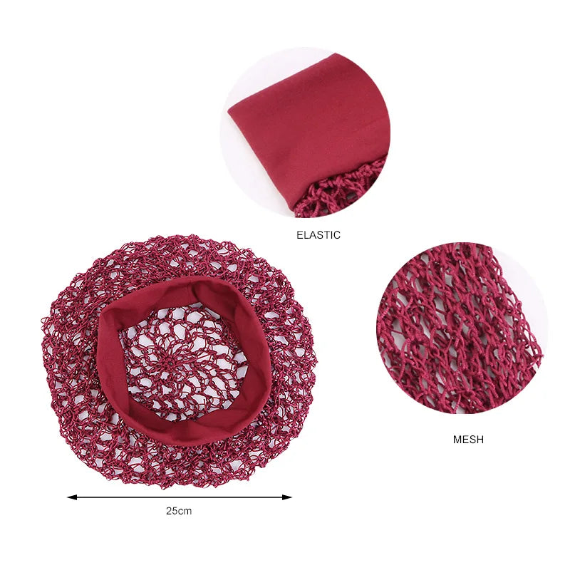 Women’s Crochet Hair Snood – Wide Band Mesh Wig Cap