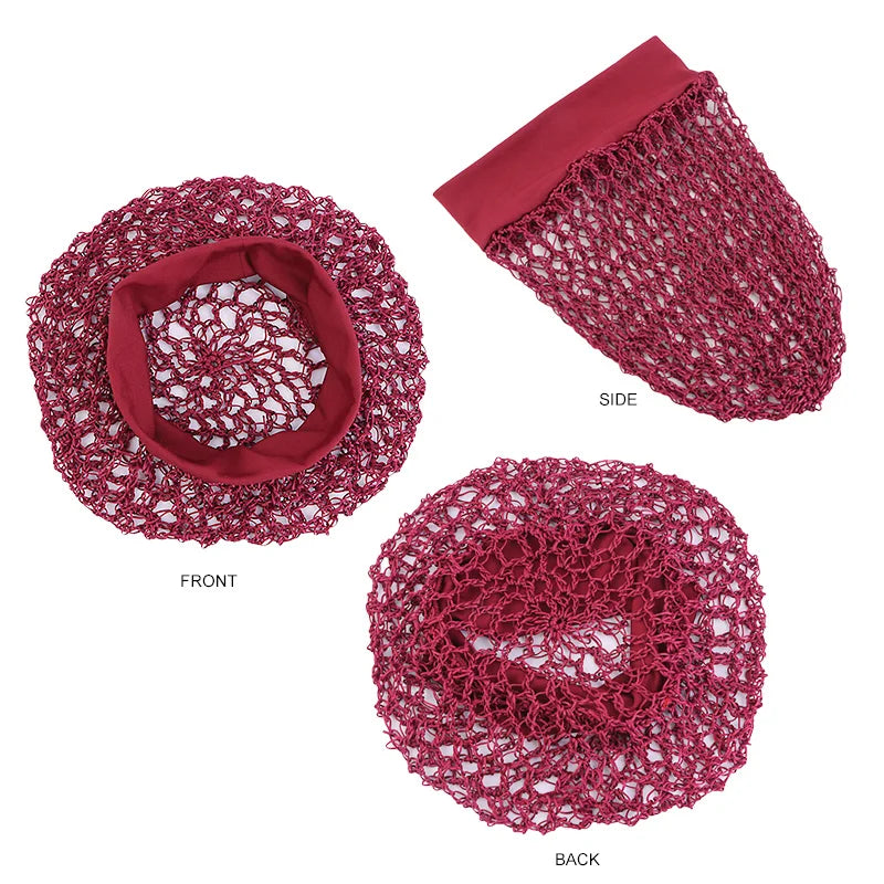 Women’s Crochet Hair Snood – Wide Band Mesh Wig Cap