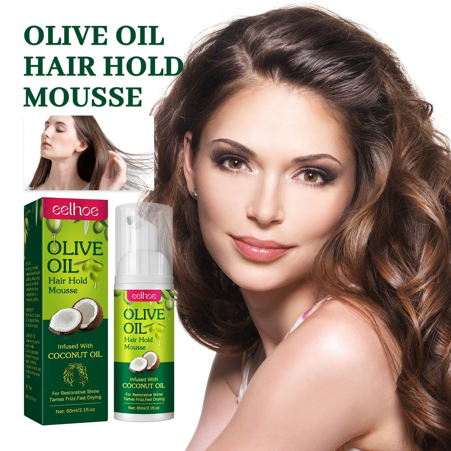 EELHOE Olive Oil Mousse – Curly Hair Styling Foam