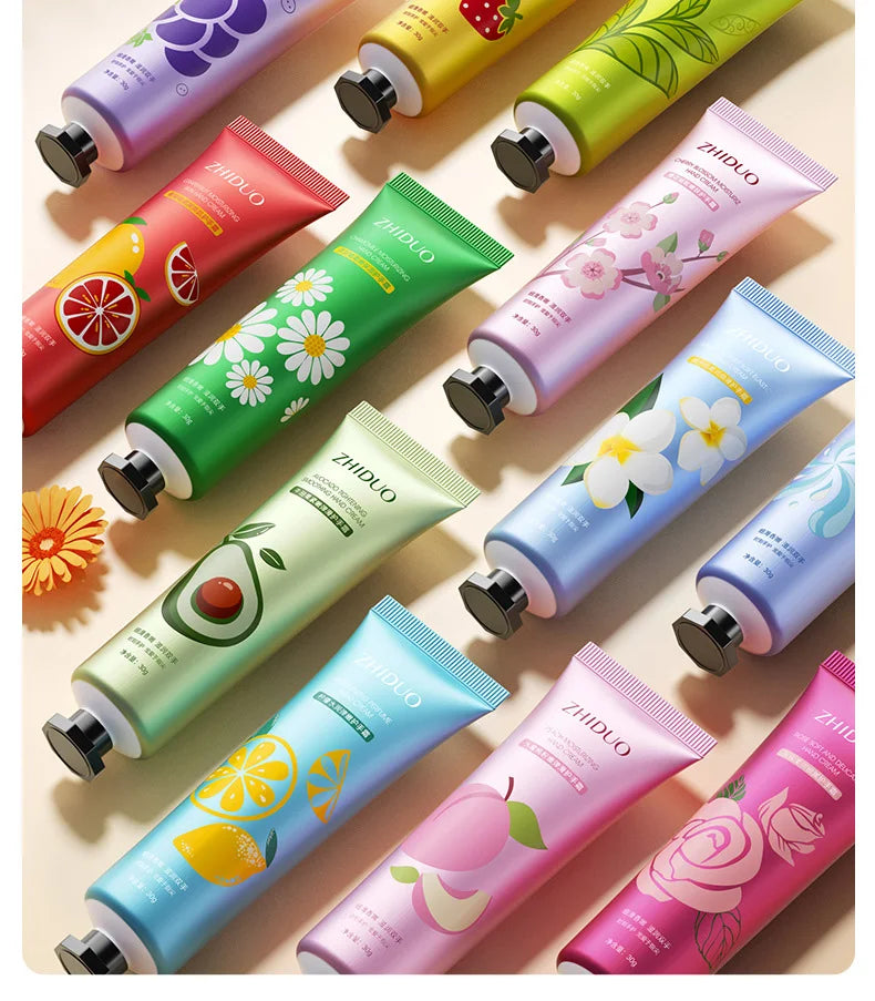 10PCS Fruit & Flower Hand Cream Set – Moisturizing & Nourishing