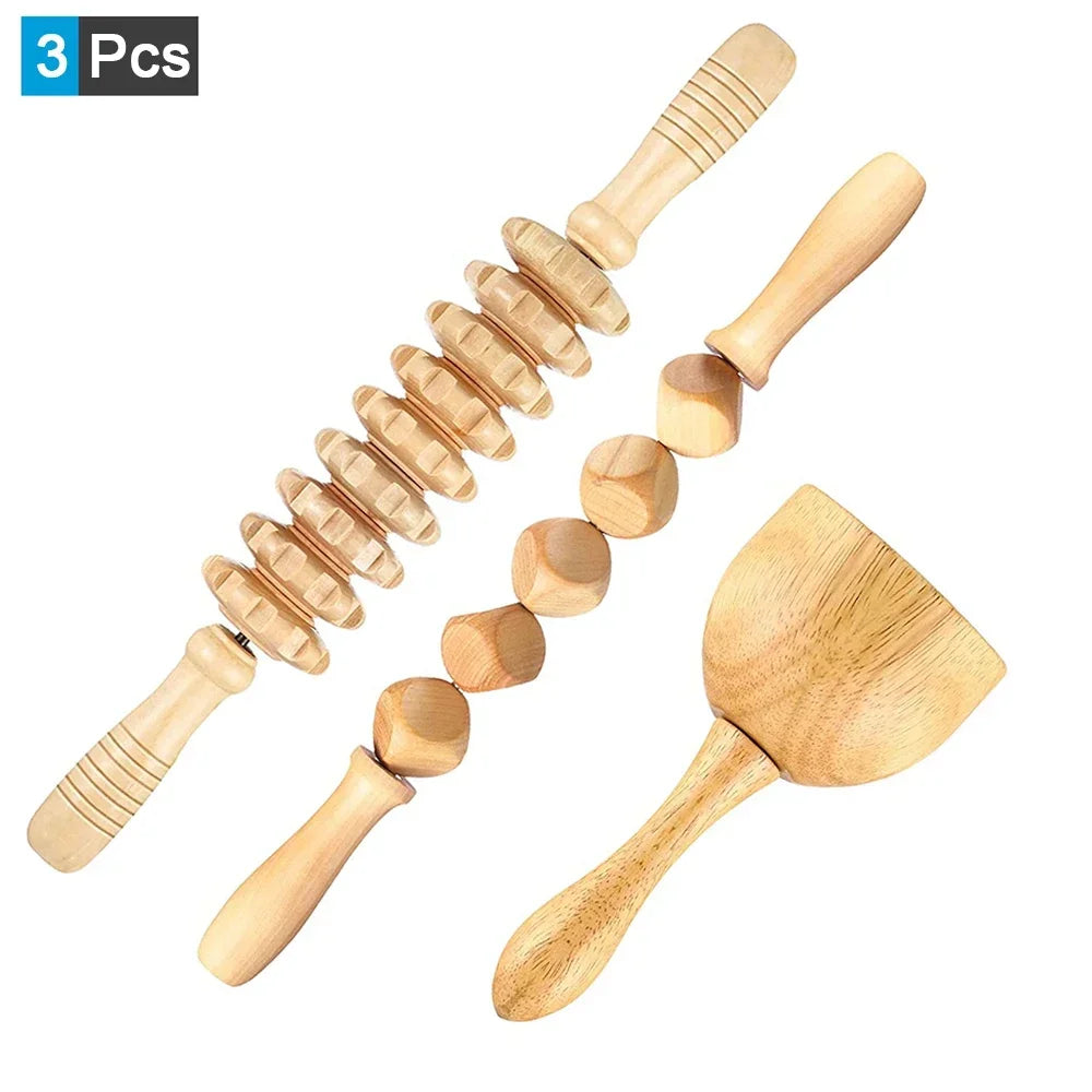 Wood Therapy Massage Tools – Anti-Cellulite Wooden Roller Set