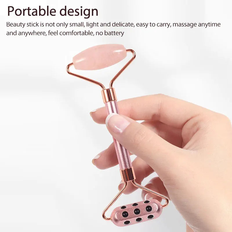 Rose Quartz Jade Roller – Anti-Aging Face Massager