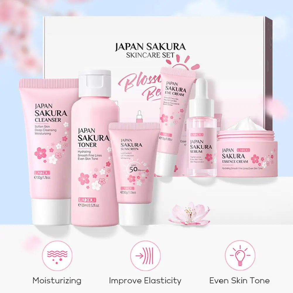 Sakura Skincare Set – 6pcs Anti-Aging & Whitening Care