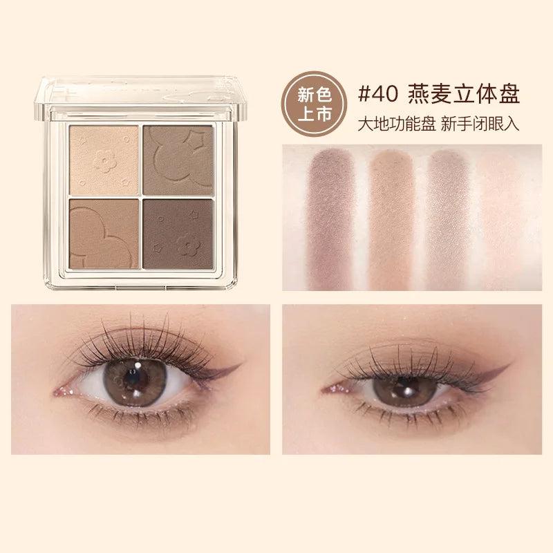 Judydoll 4-Color Eyeshadow Palette – Matte & Glitter Shades