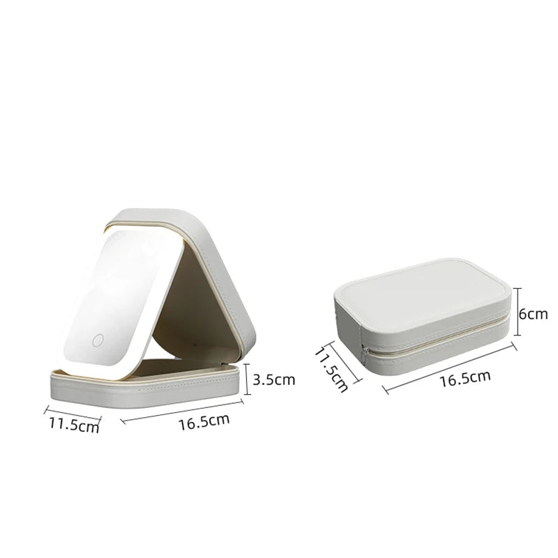 Makeup Storage Box with Lighted Mirror