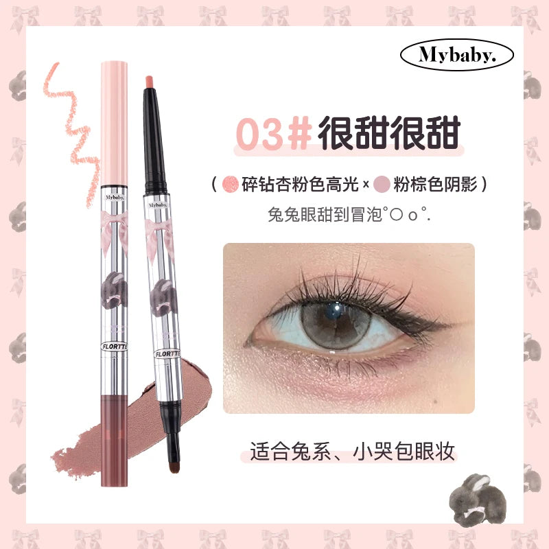 FLORTTE Double Head Silkworm Pen – Matte & Shimmer Shadow