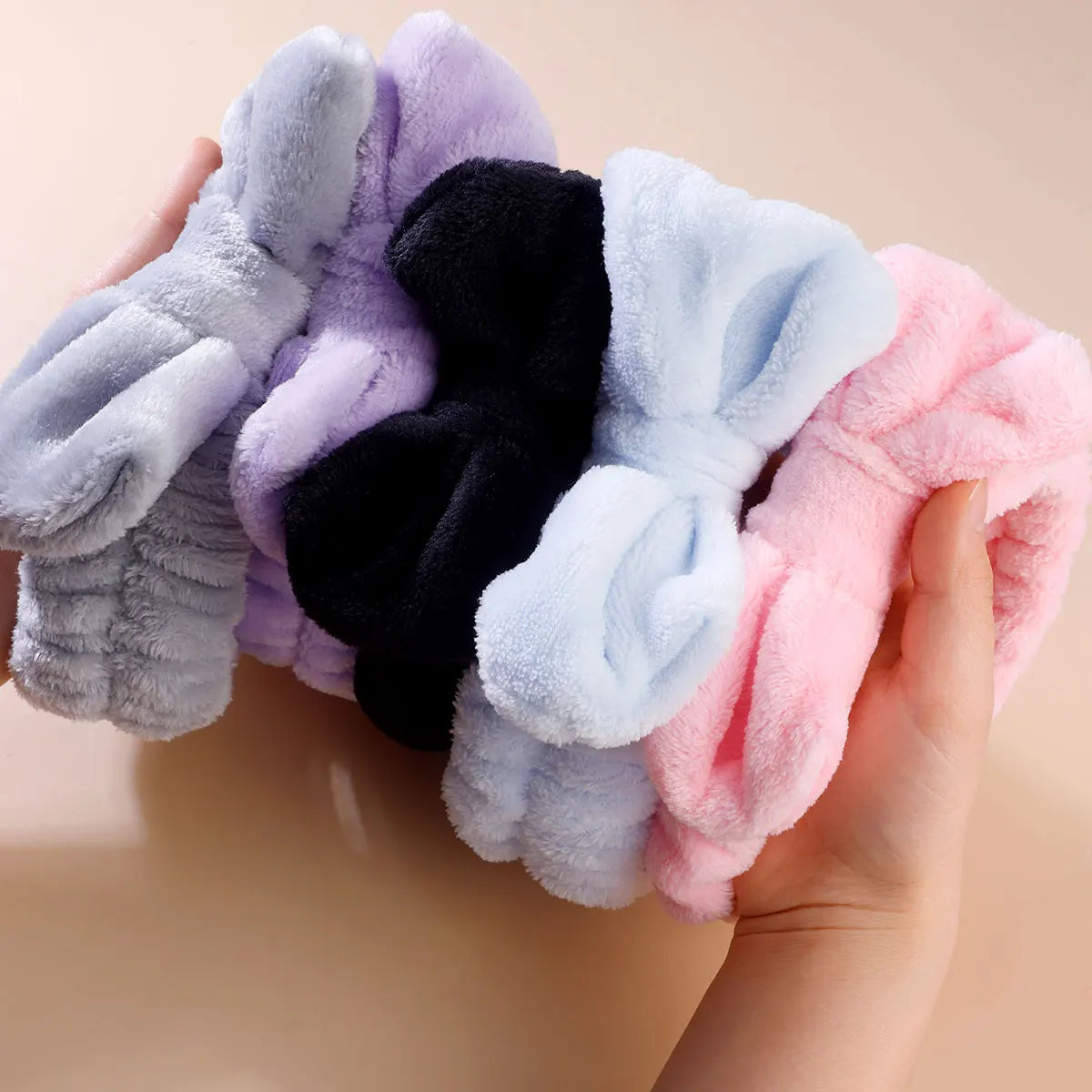 3PCS Coral Velvet Facial Set – Hairband & Wristband