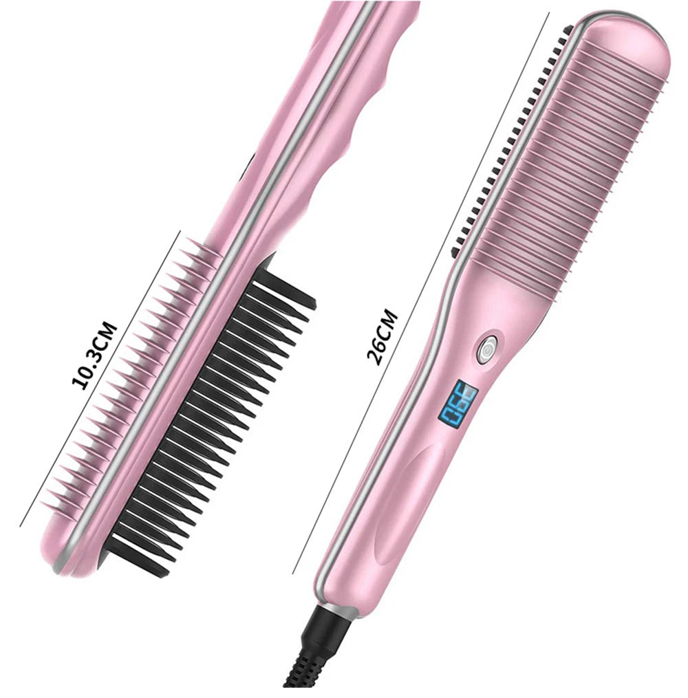 Electric Hair Straightener Brush – Anti-Scald Dual Use Styler