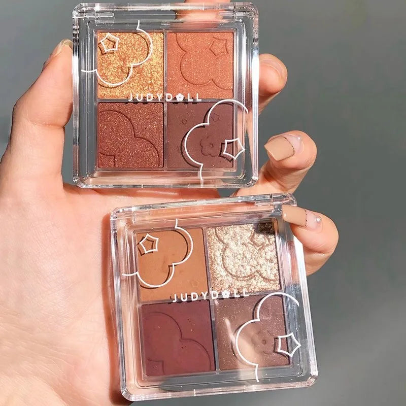 Judydoll 4-Color Eyeshadow Palette – Matte & Glitter Shades