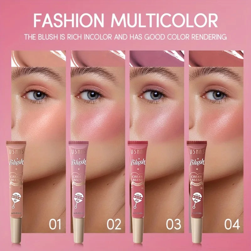 USHAS 4-Color Liquid Blush – Long-Lasting Waterproof Stick