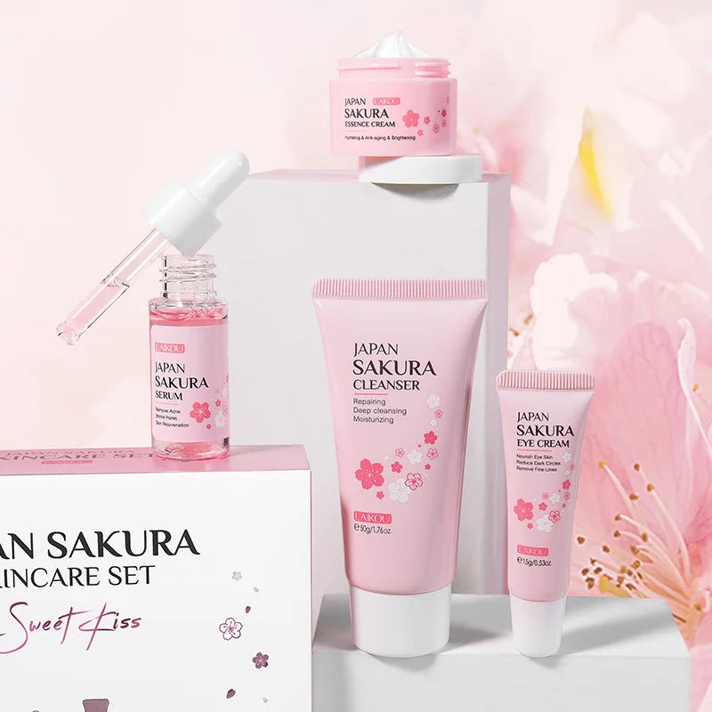 Sakura Skincare Set – Cleanser, Serum, Cream & Eye Cream