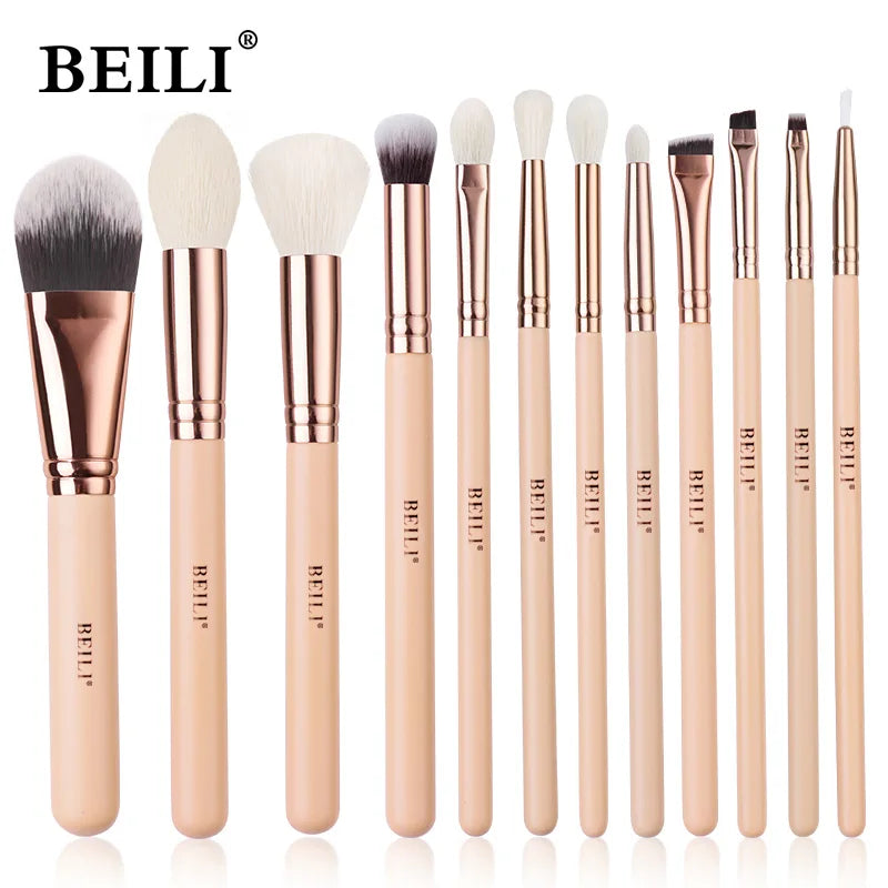 BEILI Pink Makeup Brush Set – Powder & Eyeshadow