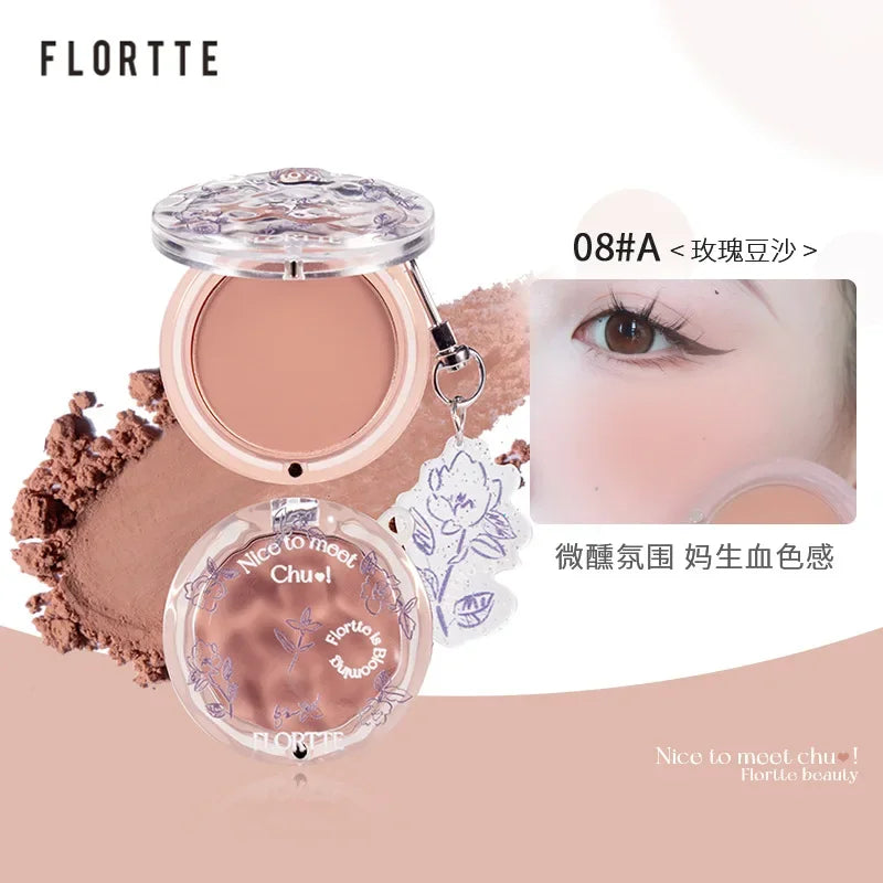 FLORTTE 4-Color Blush Palette – Matte & Cream Cheek Shades