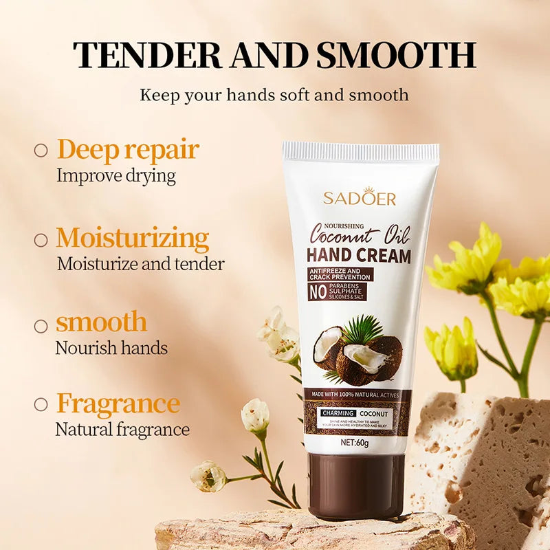 Sadoer Coconut Oil Hand Cream – Repair Dry & Cracked Skin 60g