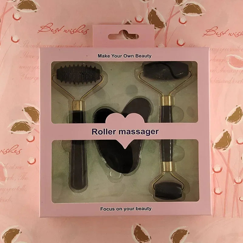 Resin Roller Massager Set – Face & Body Gua Sha (3pcs)