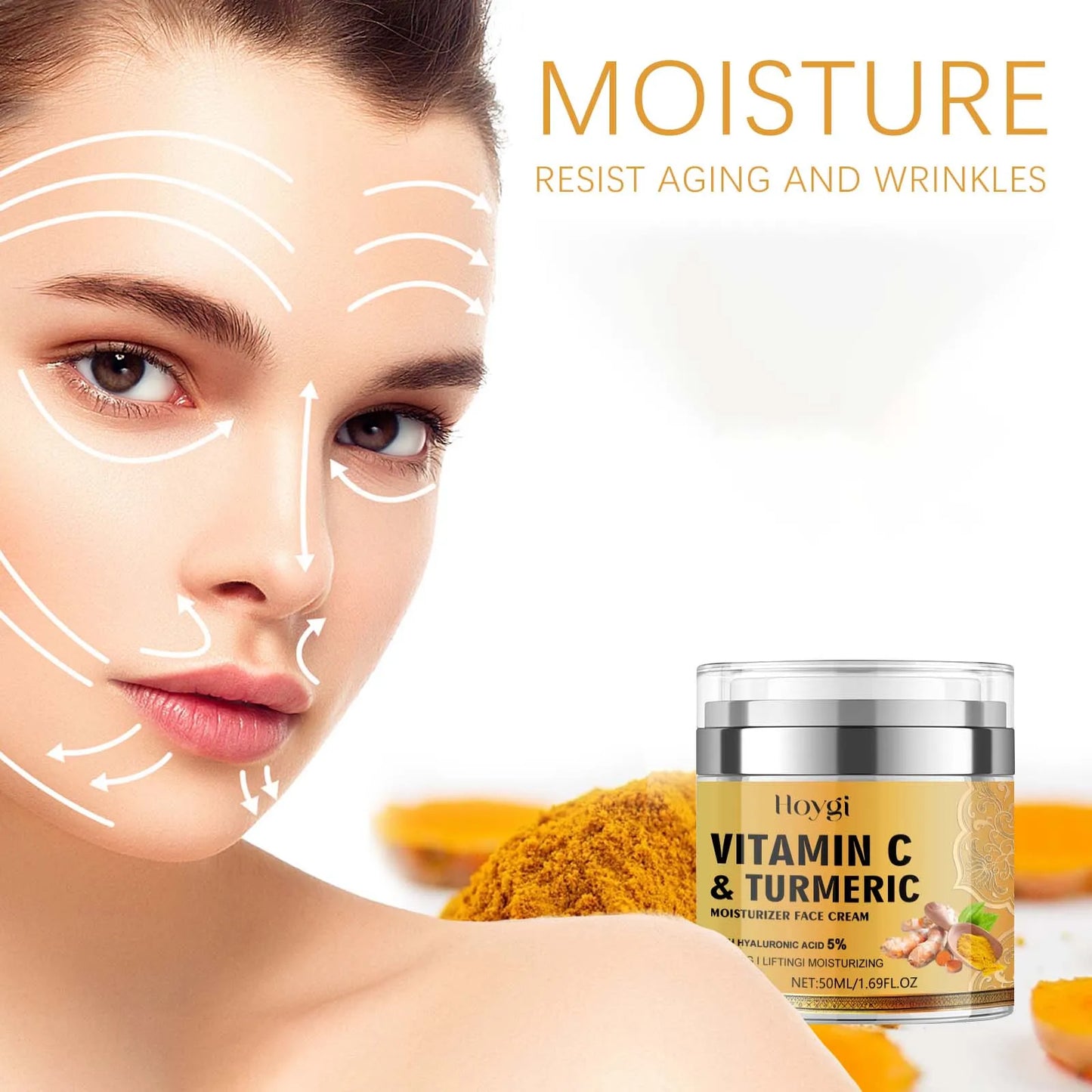 Vitamin C + Turmeric Face Cream – Dark Spot, Wrinkle & Skin Brightening