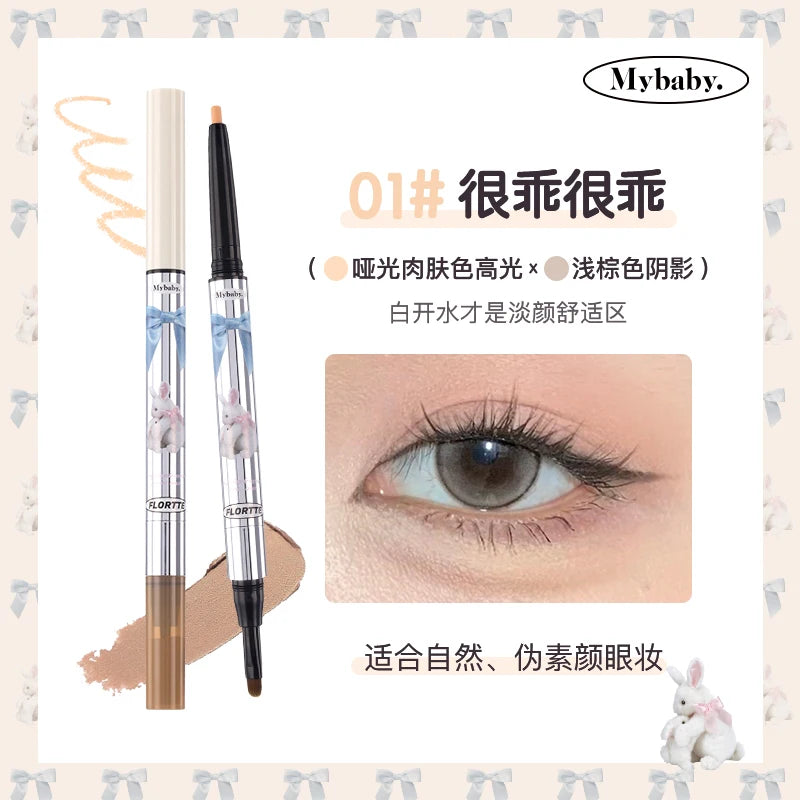 FLORTTE Double Head Silkworm Pen – Matte & Shimmer Shadow