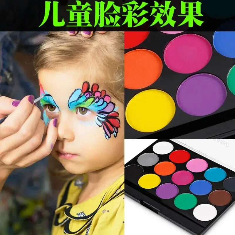 Face & Body Paint Palette – 15 Colors, Water-Based