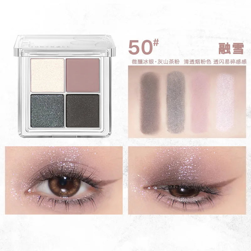 Judydoll 4-Color Eyeshadow Palette – Matte & Glitter Shades