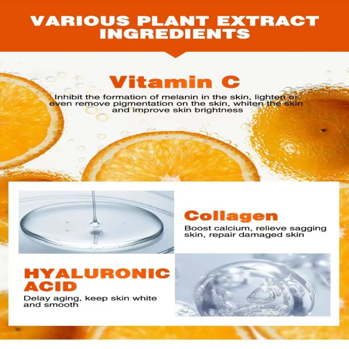New high concentration active formula, Effectively promote skin regeneration Collagen hyaluronic acid maintenance Vitamin Col