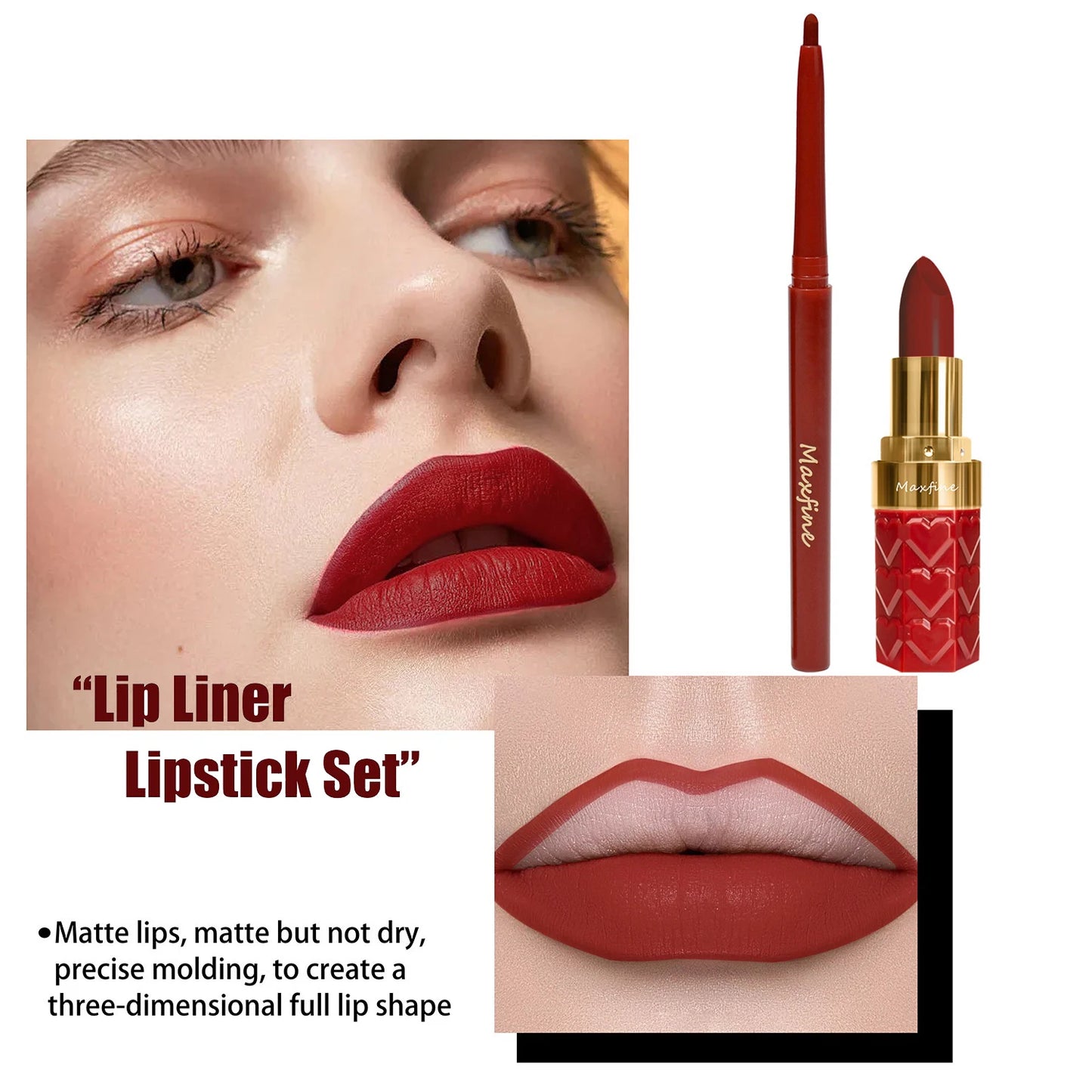 Velvet Matte Lip Liner Set – Waterproof Lipstick