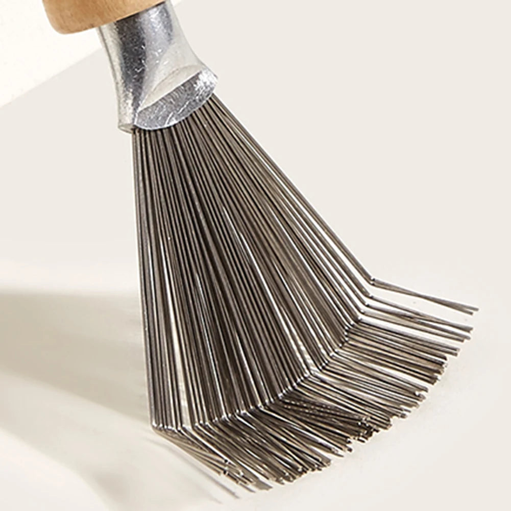 Metal Wire Hairbrush Cleaner – Wooden Handle Comb Rake