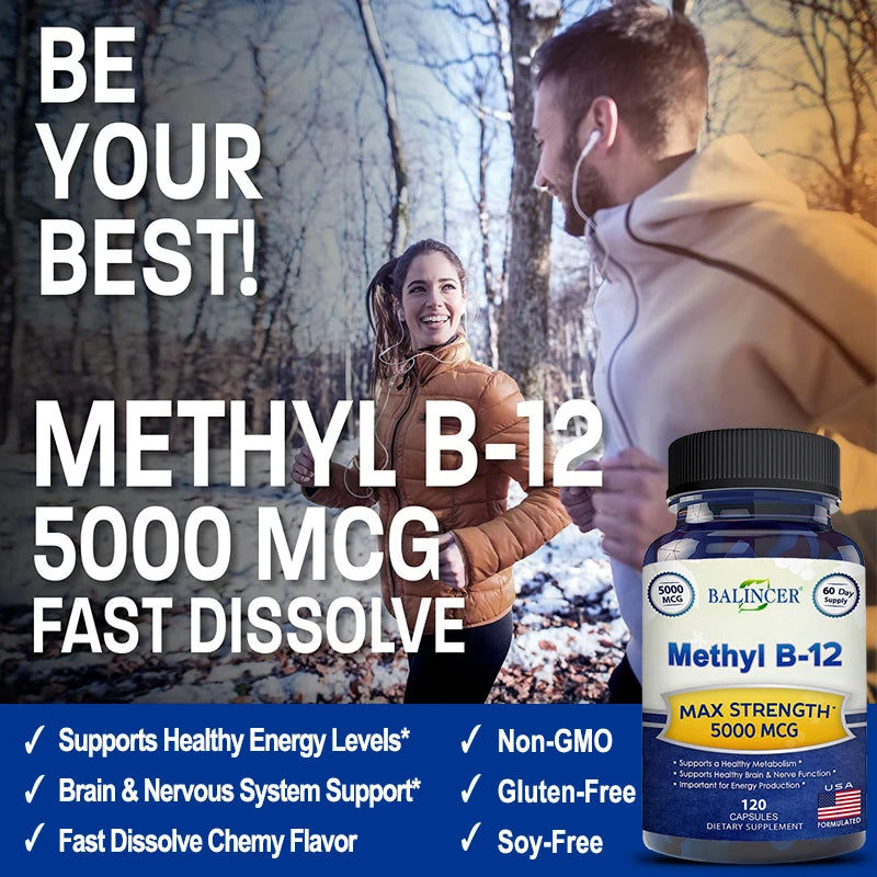 Vitamin B12 5000mcg – Energy, Brain & Heart Health Support