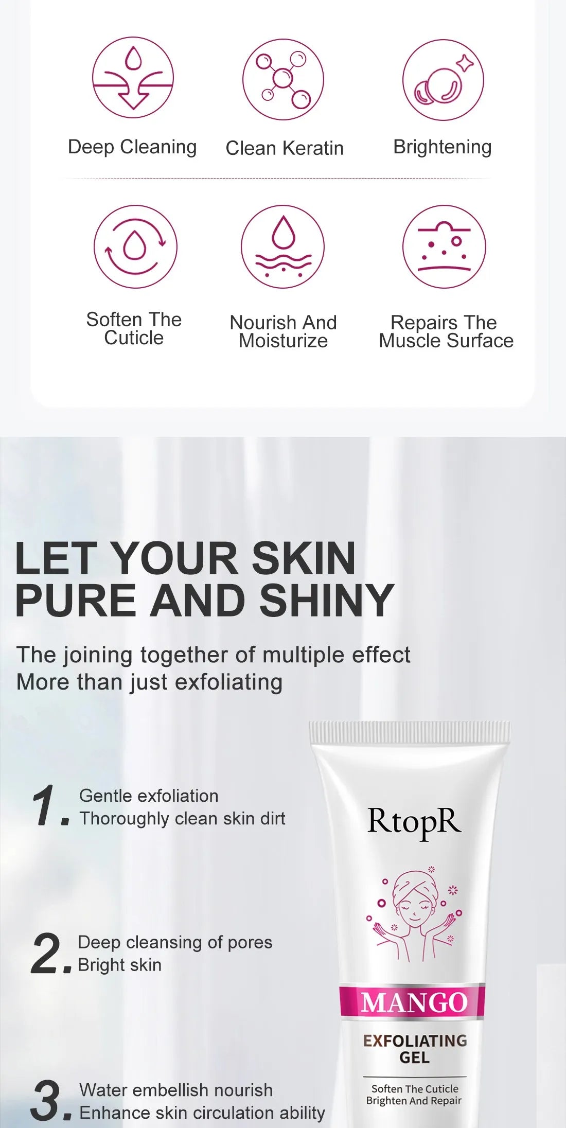 RtopR Exfoliating Facial Gel – Pore Cleanser & Scrub