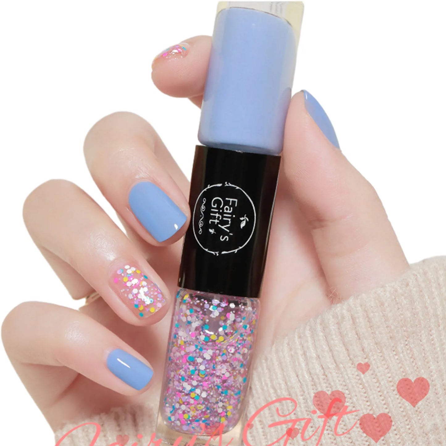 2-in-1 Glitter Nail Polish – Long-Lasting Quick-Dry Gel