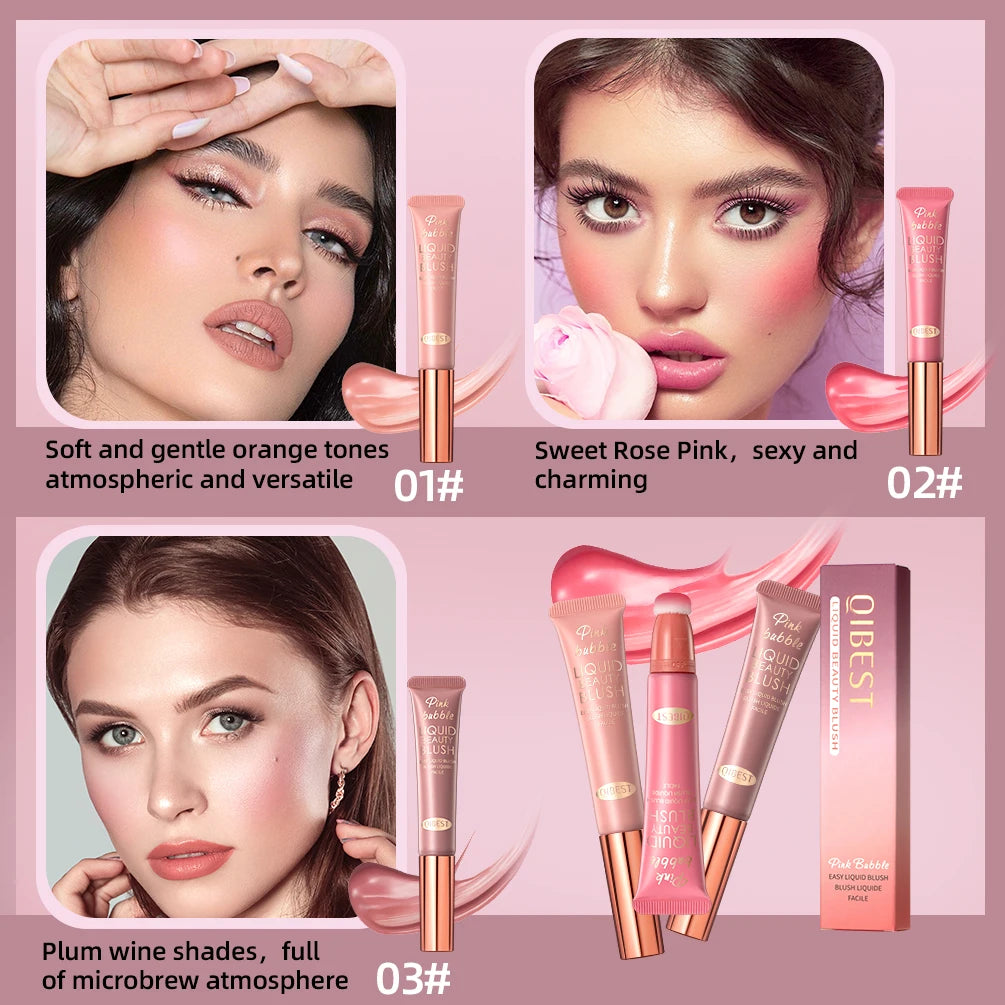 QIBEST Liquid Blusher – Cushion Applicator Cream Cheek Tint