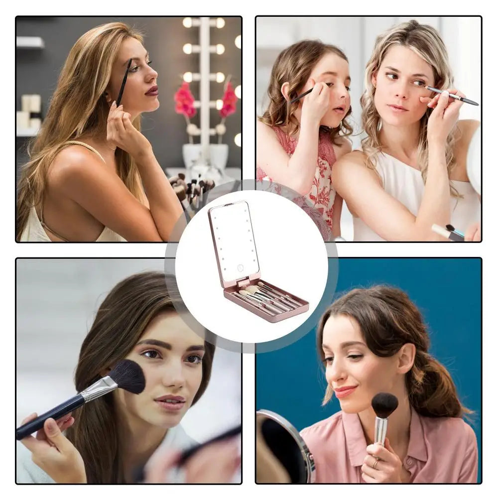 LED Light Makeup Mirror – Travel Compact & Foldable