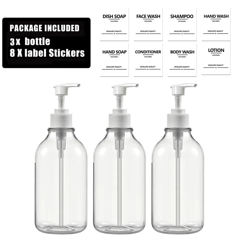 Wall-Mounted Shampoo & Conditioner Bottle Set – 500ml