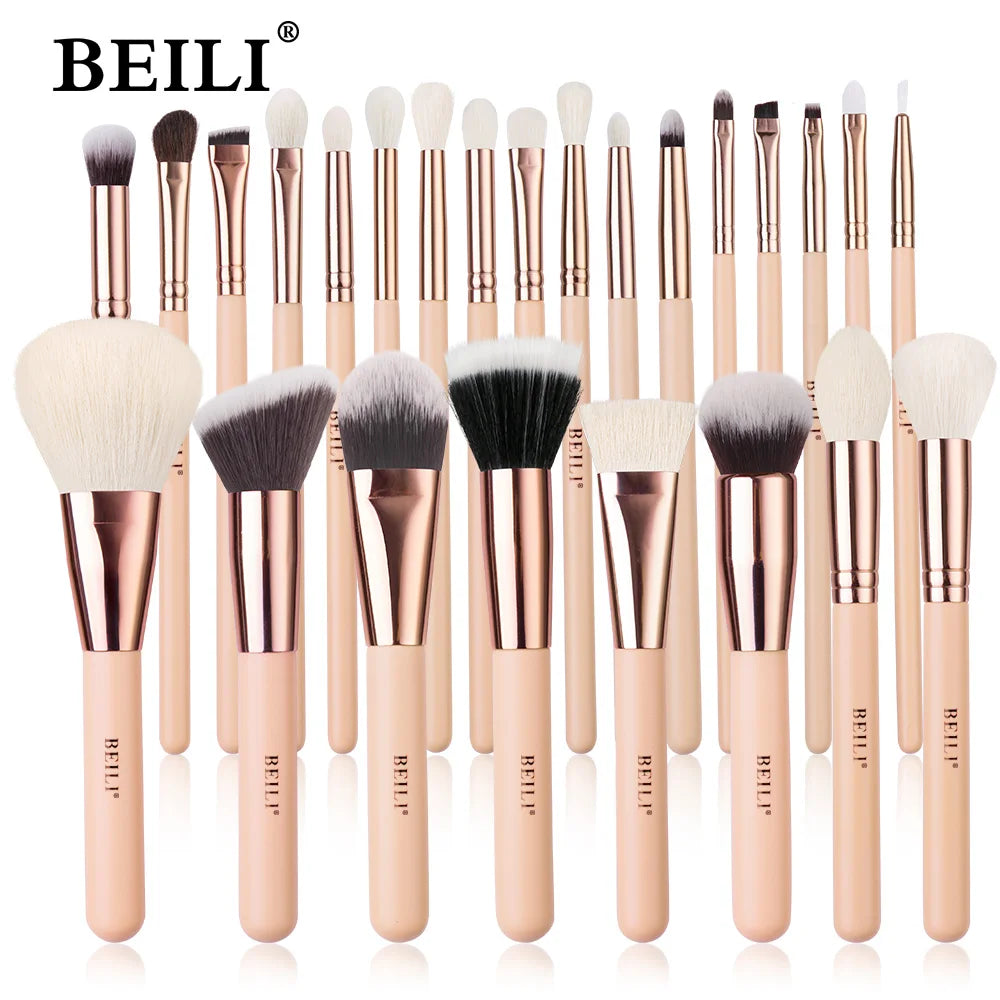 BEILI Pink Makeup Brush Set – Powder & Eyeshadow