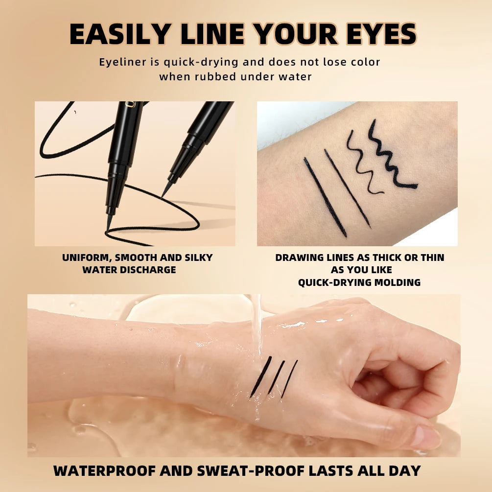 QIBEST Black Liquid Eyeliner – Waterproof, Long-Lasting, Quick Dry