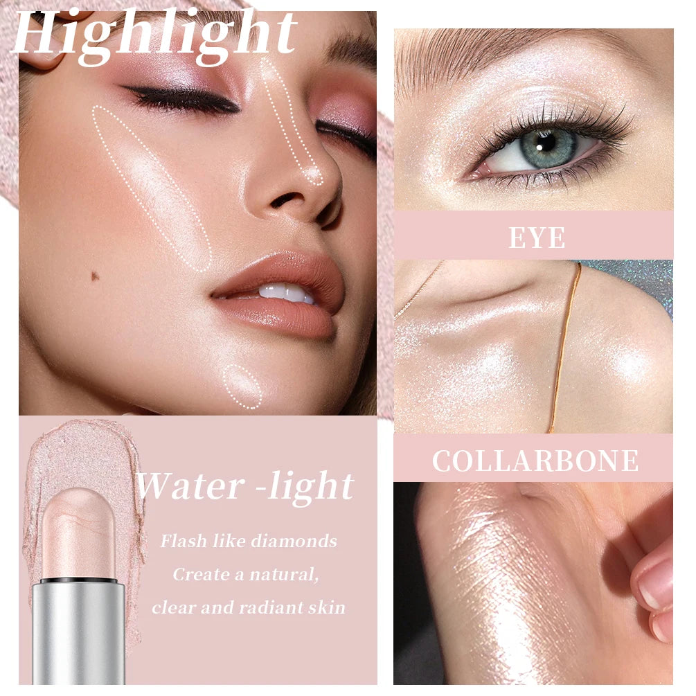 QIBEST Highlight & Contour Stick – Waterproof Cream Blusher
