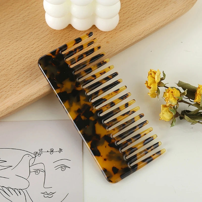 Wide Large Tooth Pocket Hair Comb Cellulose Acetate Detangling Hairbrush Tortoise for Shell Anti-static Hairdressing Dropship