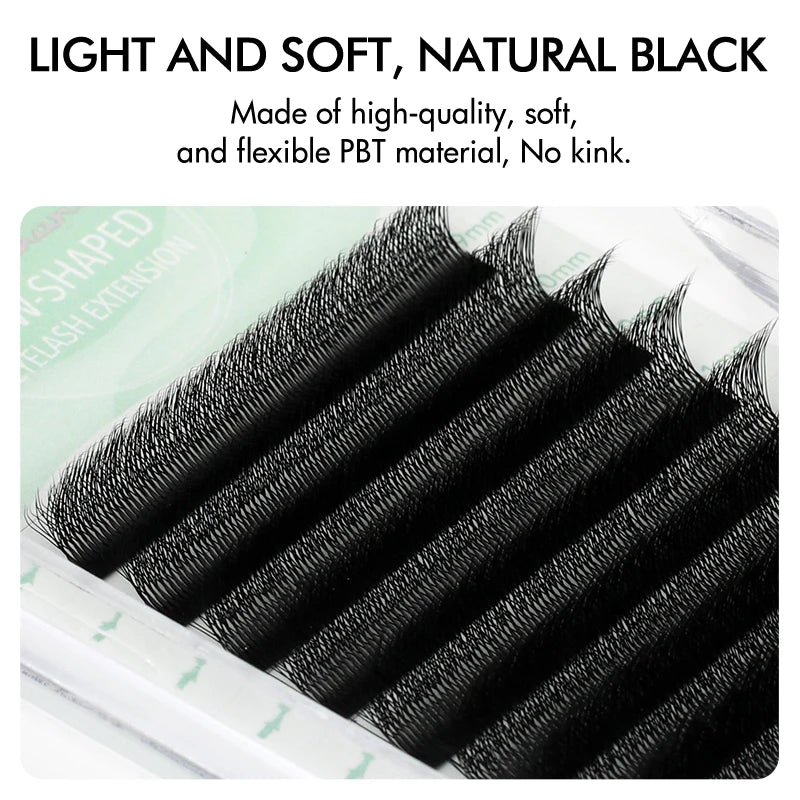 NATUHANA 5 Cases Eyelash Extensions – W-Shape Volume